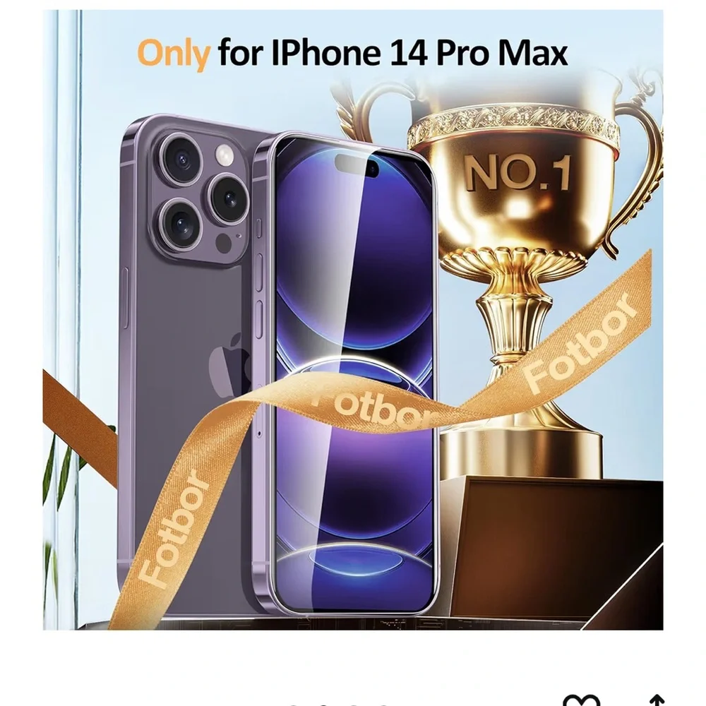 Tempered Glass Screen Protector for iPhone 14 Pro Max - Black